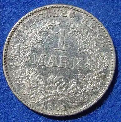 () 1 Reichsmark 1901-G. Deutsches Kaiserreich. Silbermuenze