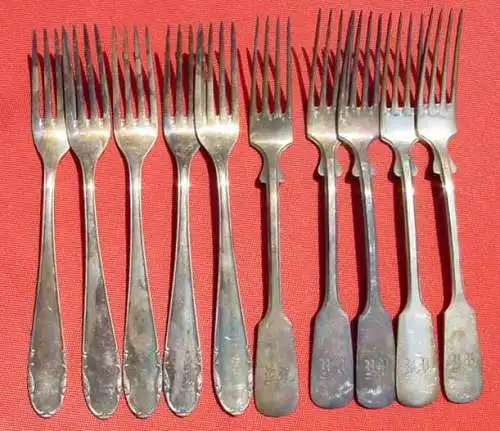 Neu und gültig : Versandkosten ab Euro 6,00 () Altes Besteck. 10 Gabeln, ca. 20 cm (5 x 90 Hamag u. 5 x Geislingen 40)
