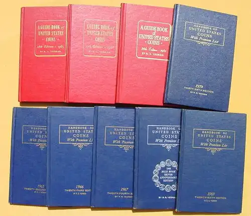 (1038866) USA Muenzenbuecher. Blue Book / Red Book. 9 Stueck von 1965-1981. Numismatik
