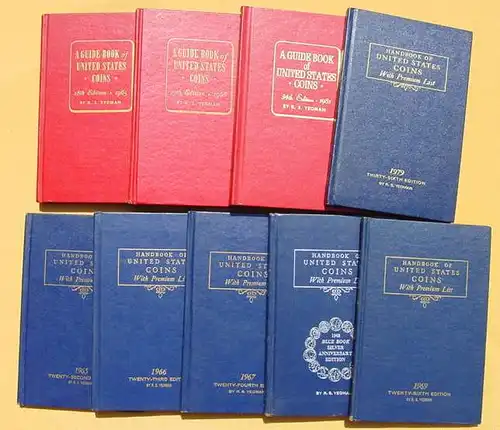 () USA Muenzenbuecher. Blue Book / Red Book. 9 Stueck von 1965-1981. Numismatik