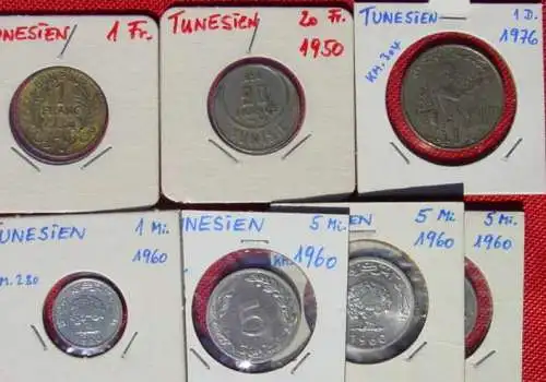 ! Neu : Versandkosten ab Euro 3,00 ! (intern ) 24 x Tunesien Münzen ab 1950