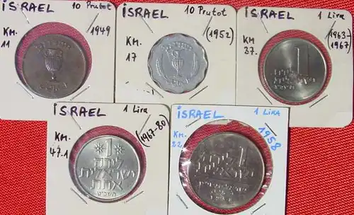 () 5 x Israel Muenzen ab 1949