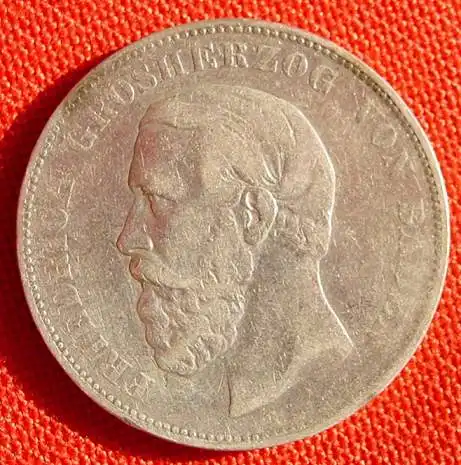 (1024027) Silbermuenze Baden 5 Reichsmark 1876 Deutsches Reich, Jaeger-Nr. 27