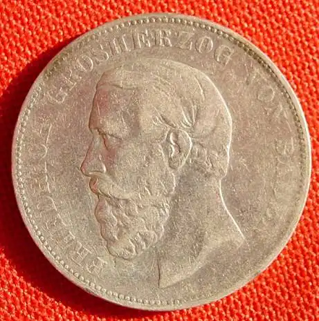 () Silbermuenze Baden 5 Reichsmark 1876 Deutsches Reich, Jaeger-Nr. 27