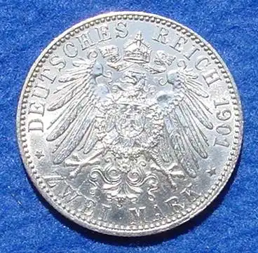 () Silbermuenze Preussen 2 Reichsmark 1901 Deutsches Reich, Jaeger-Nr. 105