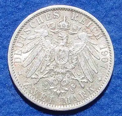 () Silbermuenze Preussen 2 Reichsmark 1907 Deutsches Reich, Jaeger-Nr. 102