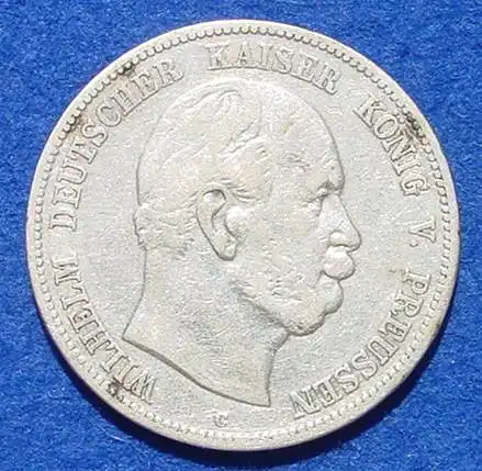 (1038927) Silbermuenze Preussen 5 Reichsmark 1876-C Deutsches Reich, Jaeger-Nr. 97