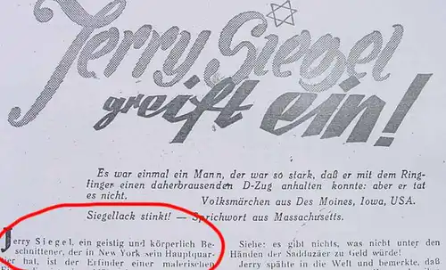 Zeitungsbericht Kopie SUPERMAN, 1930-er Jahre ()