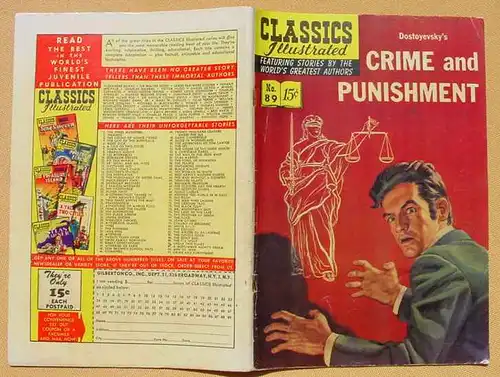 () Classics Illustrated No. 89, USA Comic 1951. Crime and Punishment. Dostoyevsky