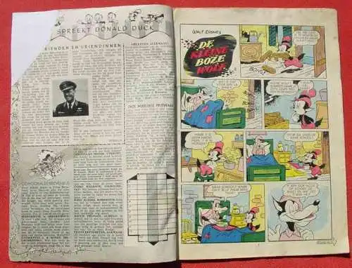 () Donald Duck. Walt Disney. Niederlande. Heft Nr. 26 v. 27. Juni 1953. 24 Seiten # Comic. Stark gebraucht, Umschlag restauriert u. Ecke rechts oben ersetzt. Vermutlich ein sehr seltenes Heft ?