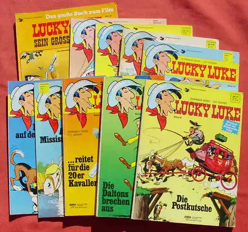 (1047000) Lucky Luke, 9 große Comic-Alben u. 1 x Buch zum Film, siehe bitte Beschreibung u. Bilder