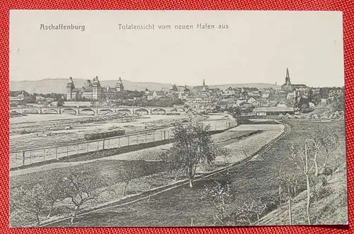 (1048046) Aschaffenburg. Total vom Hafen aus. 1913. Siehe bitte Beschreibung und Bilder