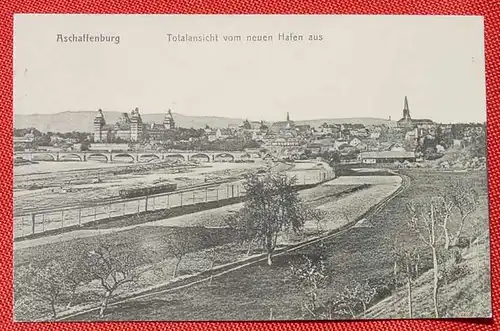 () Aschaffenburg. Total vom Hafen aus. 1913. Siehe bitte Beschreibung und Bilder