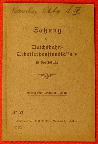 Reichsbahn-Arbeiterpensionskasse. 1926 ()