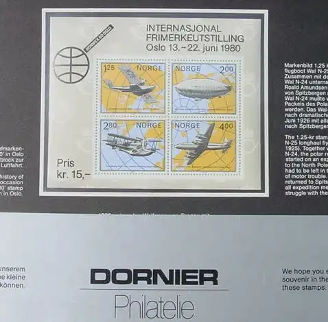 6 x Dornier Philatelie Mappen : Block Norwex 1980 (1037266)