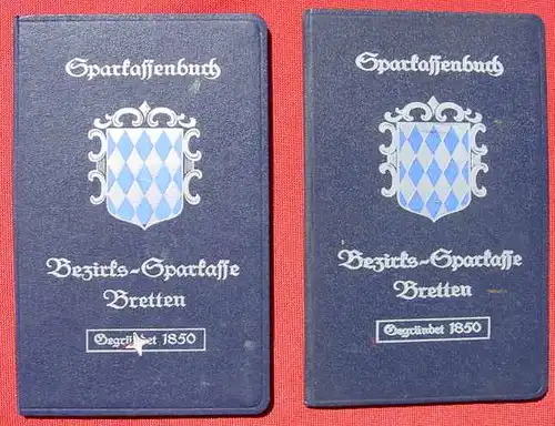 Bretten Bezirkssparkasse 2 x Sparkassenbuch 1940 bis 1957 (0081860)