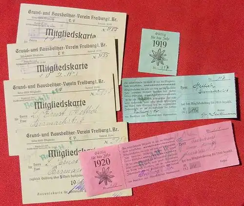 4 Mitgliedskarten Hausbesitzer-Verein Freiburg 1919-20 (0081864)