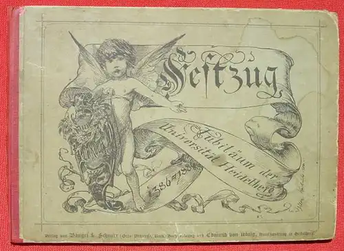 'Heidelberg Festzug, Uni. 1386 - 1886' Riesen-Leporello 440 cm ! (0082300)