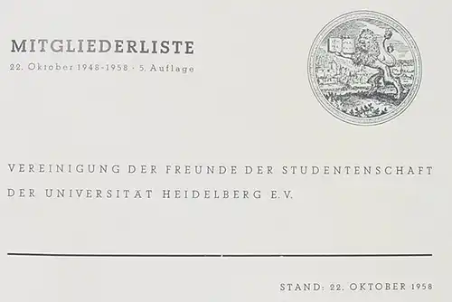 Ruperto Carola. Uni Heidelberg. Mitgliederliste 1958 (0082387)