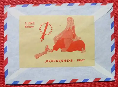 () Deutscher Raketenflug Zucker Rakete 1963, Kuvert mit Vignetten u. Sonderstempeln. Mauritius-Club 37. Versandkosten ab Euro 1,20