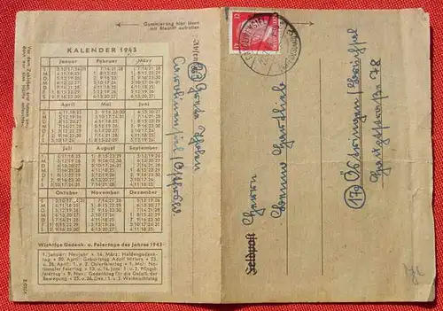 (1047353) Feldpostbrief mit Kalendarium 1943. Carolinensiel 22. 7. 1944. Siehe bitte Bilder u. Beschreibung