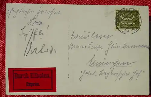 (1047357) Private Foto-Postkarte "Hochzeitsreise - Abreise von München 16. 1. 22 / Bild I.".  Stempel München 1922 . Philatelistisch interessant, oder für Heimatsammler ? Versandkosten ab Euro 1,20