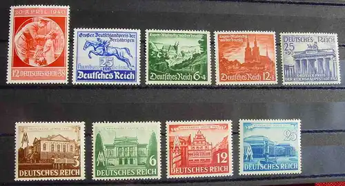 (1047506) Deutsches Reich. Drittes Reich. 9 x diverse, ungebraucht. Siehe bitte Bild u. Beschreibung