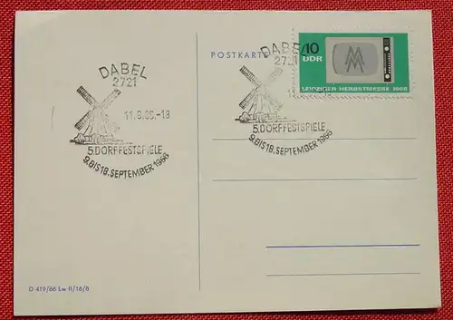 () Dabel / 5. Dabeler Dorffestspiele 1966. Sonderstempel, siehe bitte Beschreibung u. Bild