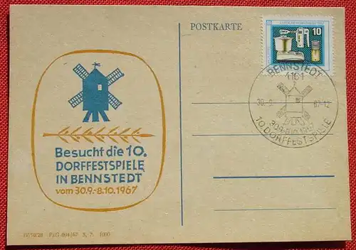 (1047521) Dorffestspiele in Bennstedt 1967. Sonderstempel, siehe bitte Beschreibung u. Bild