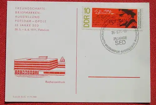 () Briefmarkenausstellung Potsdam 1971, Sonderstempel. Rückseite blanko. Siehe bitte Bild