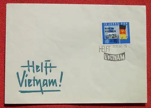 () Bf 1966. Prägedruckschrift : Helft Vietnam ! Stempel 28. 10. 1966 Leipzig. Rückseite blanko. Siehe bitte Bild