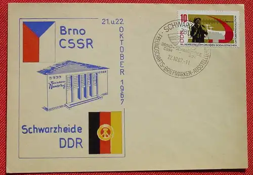 () Brief DDR 22. 10. 1967. Brno – Schwarzheide. Sonderstempel. Siehe bitte Bild