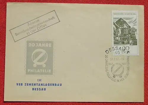 (1047545) Brief DDR 26. 2. 1967. Dessau. 20 Jahre Philatelie. Sonderstempel. Siehe bitte Bild