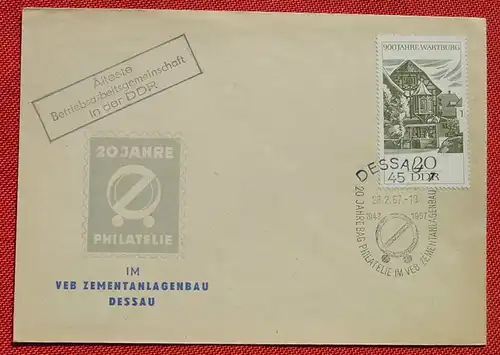 () Brief DDR 26. 2. 1967. Dessau. 20 Jahre Philatelie. Sonderstempel. Siehe bitte Bild