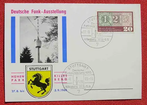 () Stuttgart Deutsche Funk-Ausstellung 1965 Killesberg, 2 x Sonderstempel. Rückseite blanko. Siehe bitte Bild