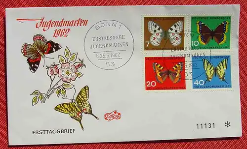 (1047566)  Brief mit Jugendmarken, Schmetterlinge, Mi. 376-379, Bonn 25. 5. 1962, siehe bitte Bild