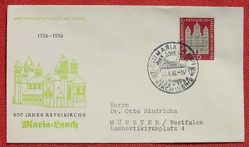 ()  Brief FDC "Maria Laach", Mi. 238, 24. 8. 1956, siehe bitte Bild