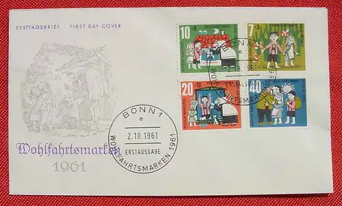 () FDC / Ersttagsbrief Wohlfahrtsmarken 2. 10. 1961 / Märchen, siehe bitte Bild . Versandkosten für diesen FDC mindestens Euro 1,20