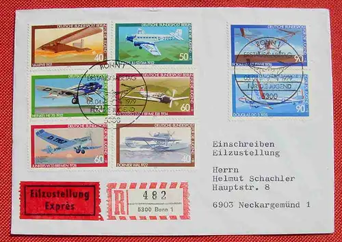 (1047656) Brief Eilzustellung, 4 x Bund, 4 x Berlin, SST Bonn 5. 4. 1979, siehe bitte Bilder