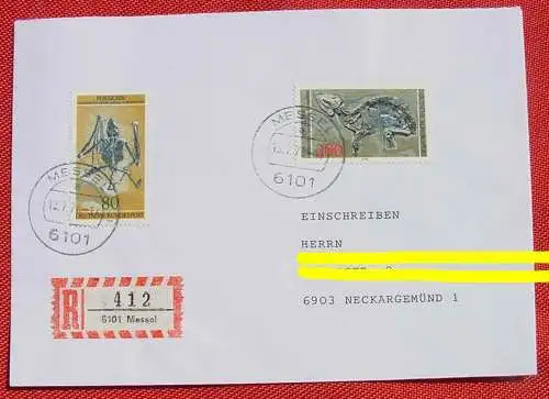 Neu und gültig : Versandkosten ab Euro 1,50 () Briefkuvert Einschreiben Messel, 13.7.1978. Ersttag ? Fossilien. Sehr gut erhalten, siehe bitte Bild.