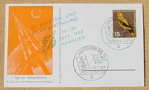 (1047667) Postkarte Raketen- und Raumfahrttagung Hamburg 1963, siehe bitte Bild, Rückseite blanko