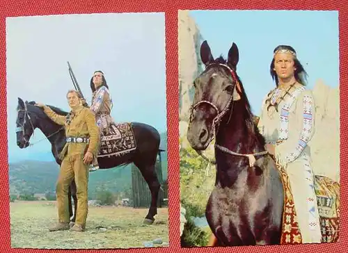 () 2 ungebrauchte, alte Postkarten Karl May Winnetou Perre Brice, TOP Zustand