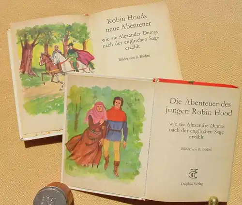 (1046904) Zwei Büchlein mit Robin Hood.  „Goldene Happy Bücher“ Delphin-Verlag, siehe bitte Beschreibung u. Bilder