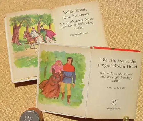 () Zwei Büchlein mit Robin Hood.  „Goldene Happy Bücher“ Delphin-Verlag, siehe bitte Beschreibung u. Bilder