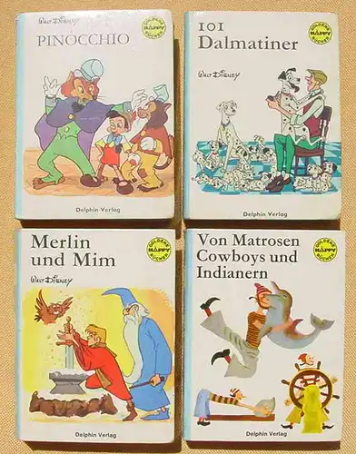 () Vier Büchlein „Goldene Happy Bücher“ Delphin-Verlag, siehe bitte Beschreibung u. Bilder