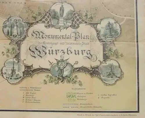 (1046854) Faltkarte / Stadtplan Würzburg. Siehe bitte Beschreibung u. Bilder