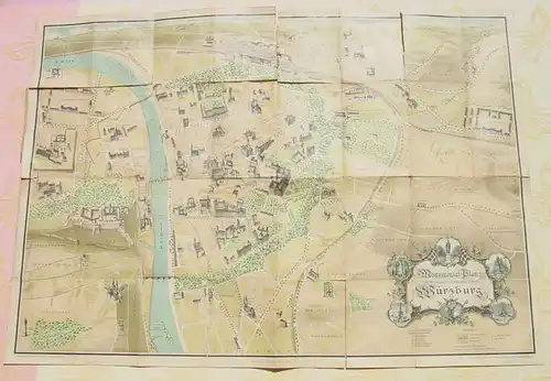 () Faltkarte / Stadtplan Würzburg. Siehe bitte Beschreibung u. Bilder