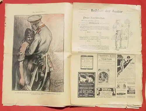 () „Die Auster“ Mod. Illustriertes Wochenblatt. Erste Ausgabe ! 1903. Mit Beilage. Siehe bitte Bilder u. Beschreibung # Satire # Humor