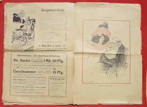 () „Die Auster“ Mod. Illustriertes Wochenblatt. Erste Ausgabe ! 1903. Mit Beilage. Siehe bitte Bilder u. Beschreibung # Satire # Humor