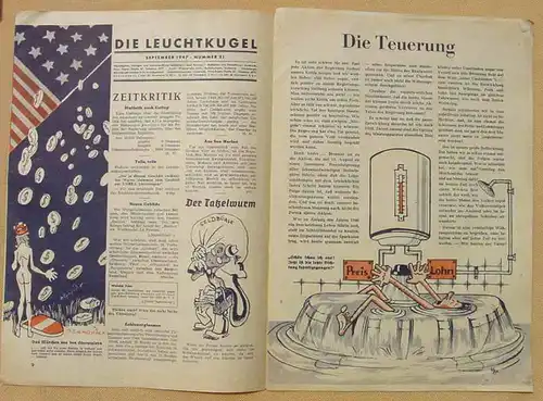 () Satire Zeitschrift „Die Leuchtkugel“ 1947, 16 S., ca. 21 x 29 cm. # Humor. Siehe bitte Bilder